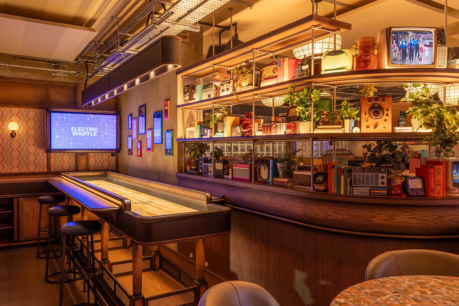 Electric Shuffle Manchester Shuffleboard Bar by Red Engine