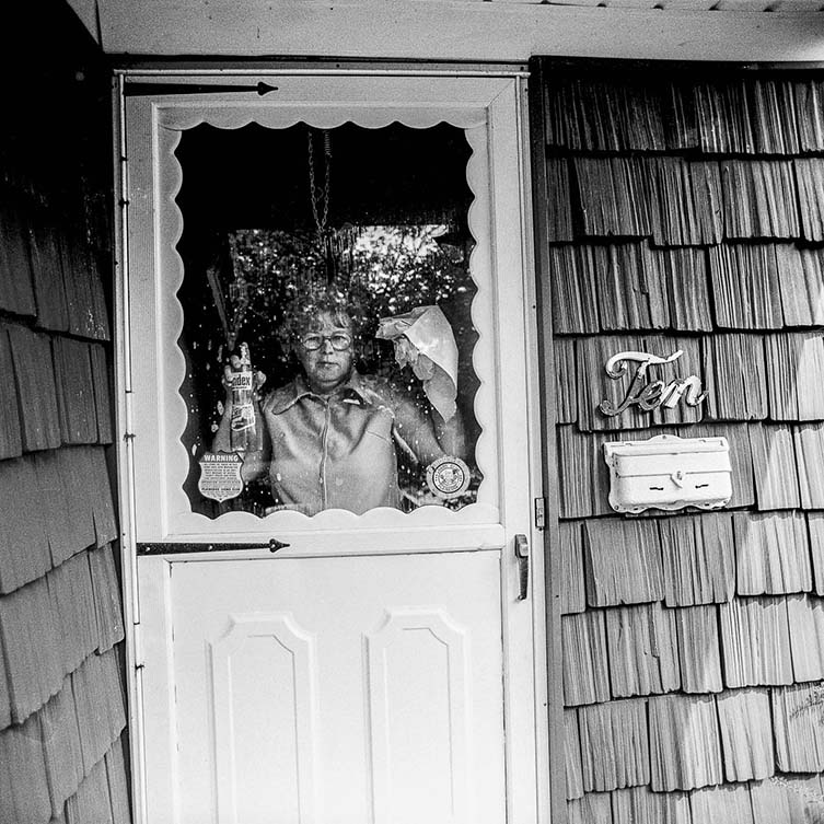 Marion Cleans Our Window, N. Massapequa, NY, August 1976