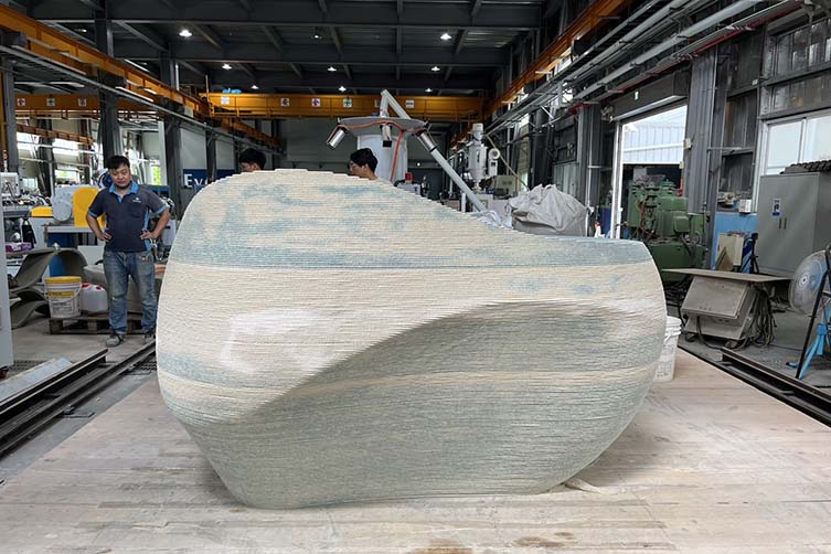 The counter is currently Taiwan's largest and heaviest 3D printed piece of furniture